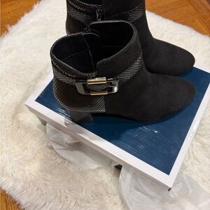 Women’s Black Ankle Boot with Buckle Detail